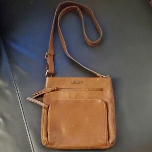 ESTALON GENUINE Tan Leather Crossbody Shouder Bag Purse